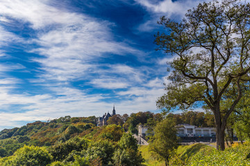 Obraz premium Autumnal panorama of the park in Citadel of Namur, Belgium