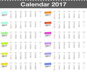 Vector calendar 2017