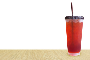 Ice Tea,iced lemon tea Isolated on white background ,Summer drinks with ice