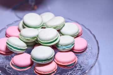 Beautiful Sweet and colourful french macaroons. Dessert. (Soft focus)