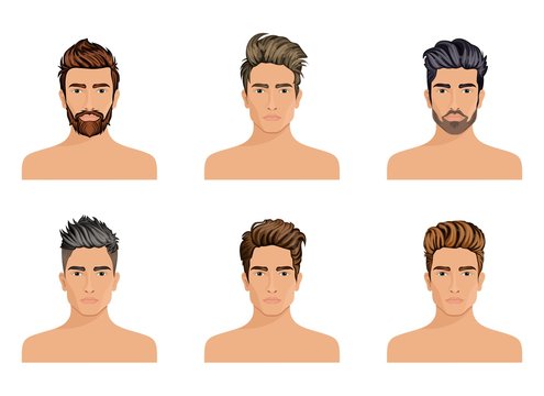 Men used to create the hair style of the character beard, mustache men fashion, image, stylish hipstel face. Vector illustration