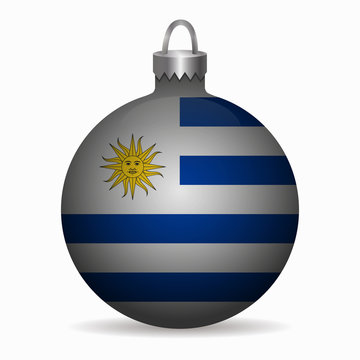 uruguay flag christmas ball vector