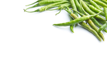 Green chili peppers.