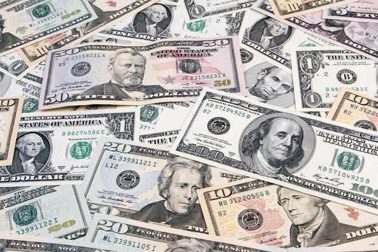 American cash banknotes background