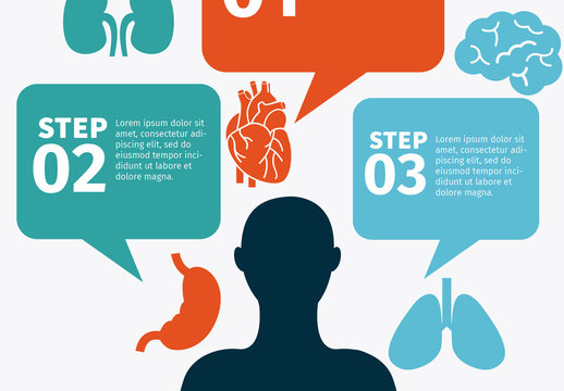 Colorful Human Body Medical Infographic Diagram Template