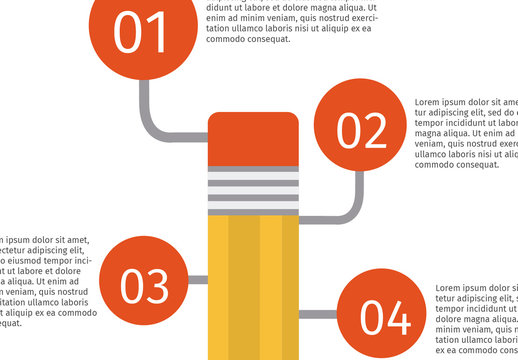 Orange and Yellow Six Step Pencil Infographic Template