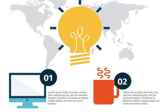 Bright Ideas Infographic with World Map Element