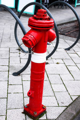 Red fire hydrant on the street