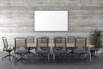 Conference room with blank picture frame in background