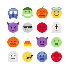 Abstract halloween emoji icon collection