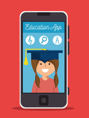 app education online girl smartphone design vector illustration