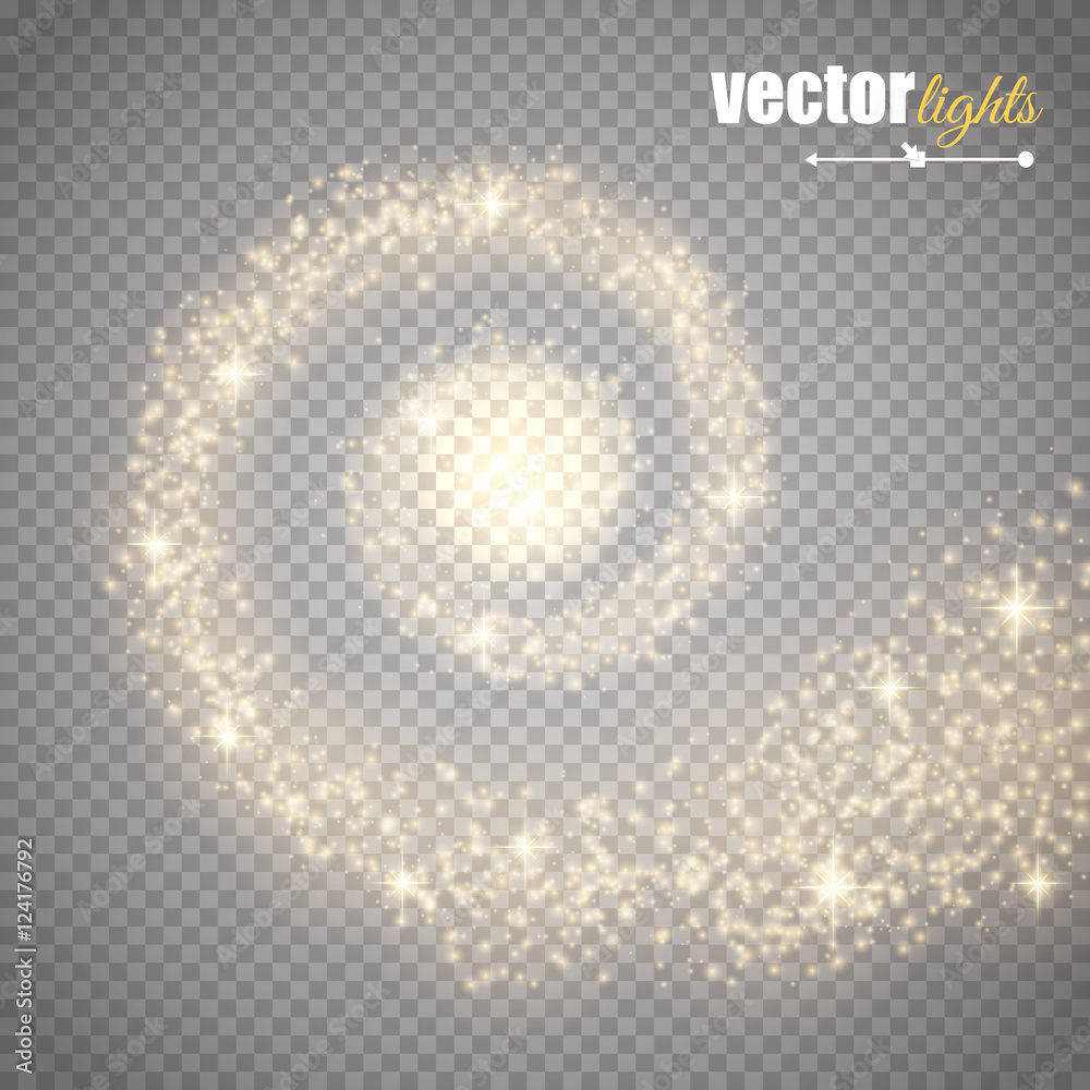 Poster abstract vector magic glow star light effect. sparkling dust star trail with bokeh.