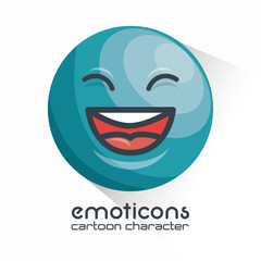 blue emoticon laughing closed eyes icon vector illustration eps 10