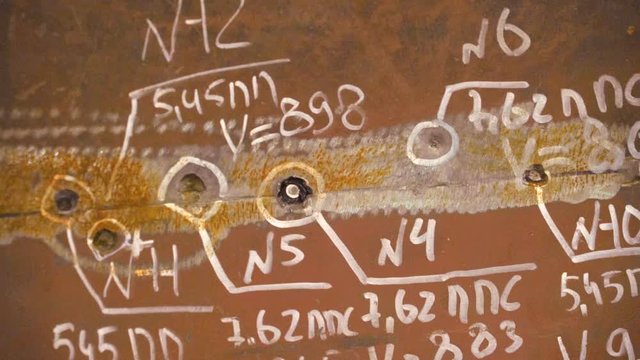 Weld Steel Armored Fired From Different Weapons All Damage Outlined and Signed