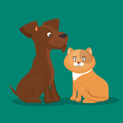 Obraz premium cartoon pets cat dog icon vector illustration eps 10