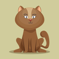 lovely kitten brown sit icon vector illustration eps 10
