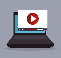 video player laptop education online design vector illustration