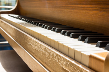 Piano Keys White Black Wood Grain Closeup Detail Warm Relax Empt