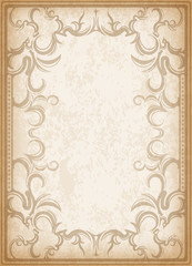 Old frame on aged paper with dark edges and a blank space for te