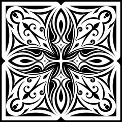 Abstract vector black square lace design - mandala, ethnic decor