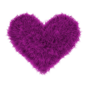 Valentine fur pink heart on white background, vector illustration