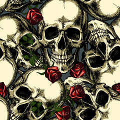 pattern of skulls with roses