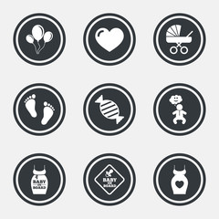 Pregnancy, maternity and baby care icons.