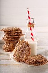 Homemade shortbread biscuits with dark chocolate