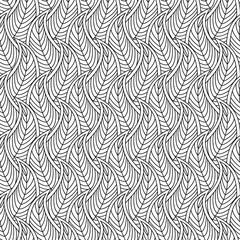 Monochrome seamless pattern with abstract nature shape - leafs or waves.