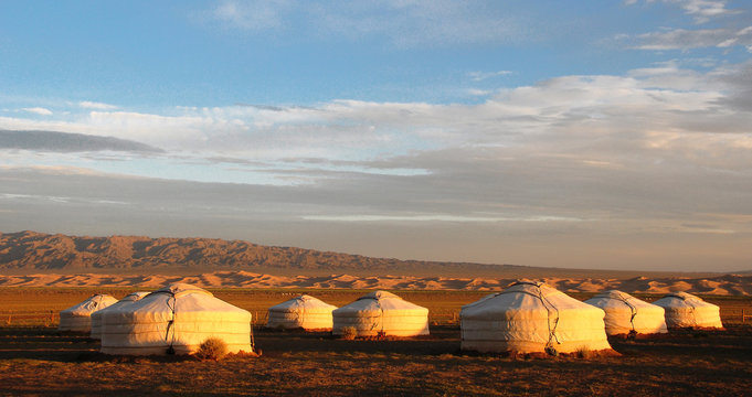 Yurt Camp In The Mongolian Steppe