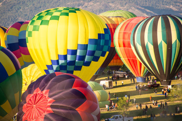 Obraz premium Colorful Hot Air Balloons Inflating