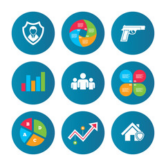 Security agency icons. Home shield protection.