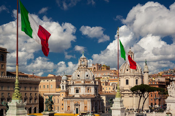 Obraz premium The flag of Italy blowing in the wind