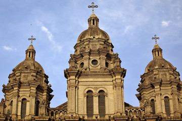 Fototapeta na wymiar St. Joseph Church Wangfujing Steeples Cathedral Facade Basilica