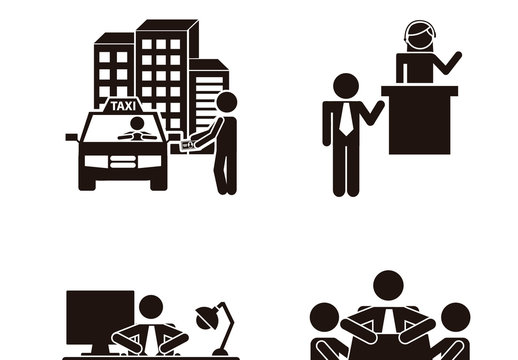 9 Black and White Workday Pictogram Icons