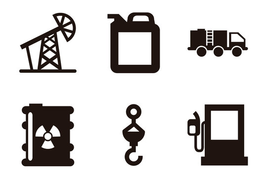 Black Industrial Energy and Oil Icons Set