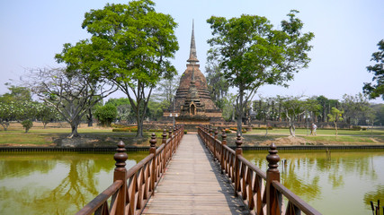 SUKHOTHAI, THAILAND, March  12, 2010 - Sukhothai historical park, the old town of Thailand, designated a UNESCO World Heritage Site