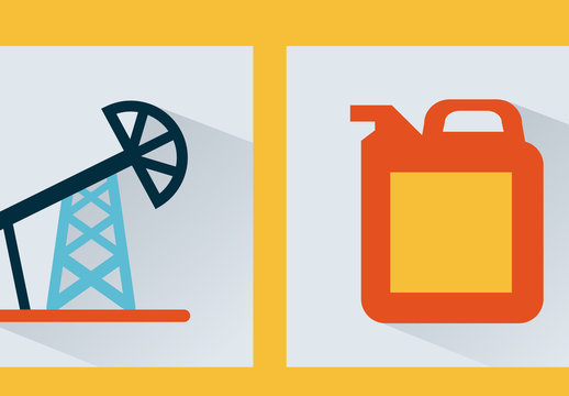 Flat Colorful Energy and Industry Icons Set