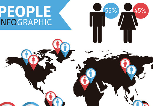 Blue and Red Global Demographics Infographic Template