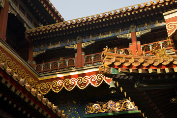 Fototapeta na wymiar Roofs Figures Yonghe Gong Buddhist Temple Beijing China