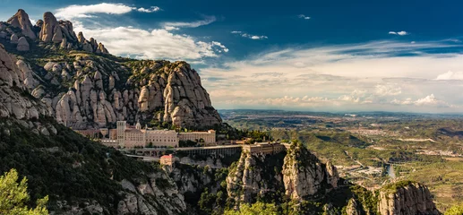 Fotobehang Montserrat Monastery in mountains © Alexey Anashkin