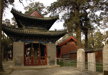 Fototapeta premium Pavilion and Memorial Tablets Mencius Temple Shandong, China