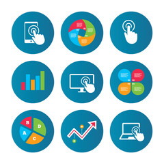 Touch screen smartphone. Hand pointer symbols.