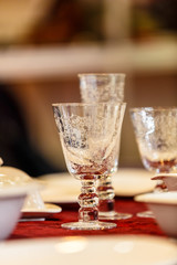 Glasses made of crystal with engraving and intricate designs are