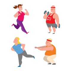 Fototapeta na wymiar Fat people fitness gym vector