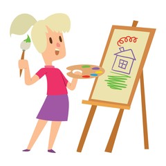 Artist kids children vector set.
