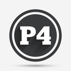 Parking fourth floor icon. Car parking P4 symbol.