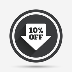 10 percent sale arrow tag sign icon.