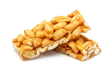 Bars with peanuts isolated.