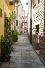 Classic village street in abruzzo italy